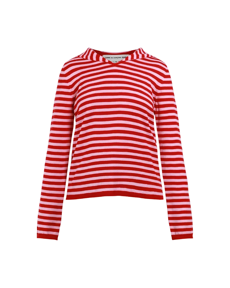 Stripe Fine Knit Sailor Collar Top