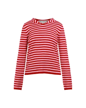 Stripe Fine Knit Sailor Collar Top