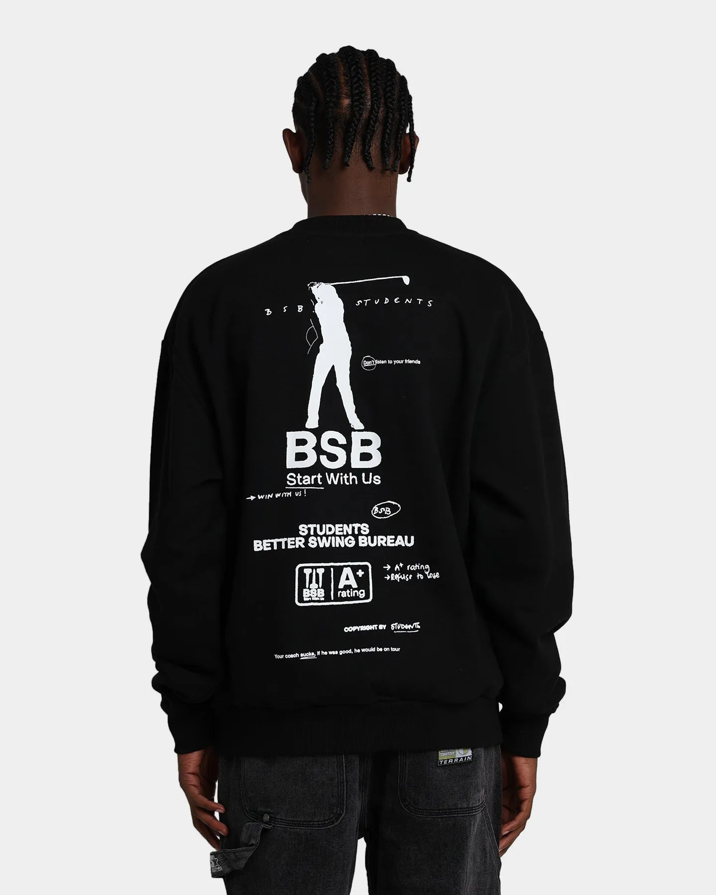 Students Golf Better Swing Bureau Crewneck Black