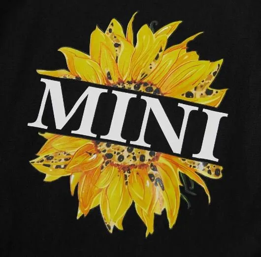 Sunflower Mom and Mini Top, Soft Tops for Mom and Me, Stretchy Top, Black Top, Matching Mommy and Mini Shirt, Matching Gift Set.