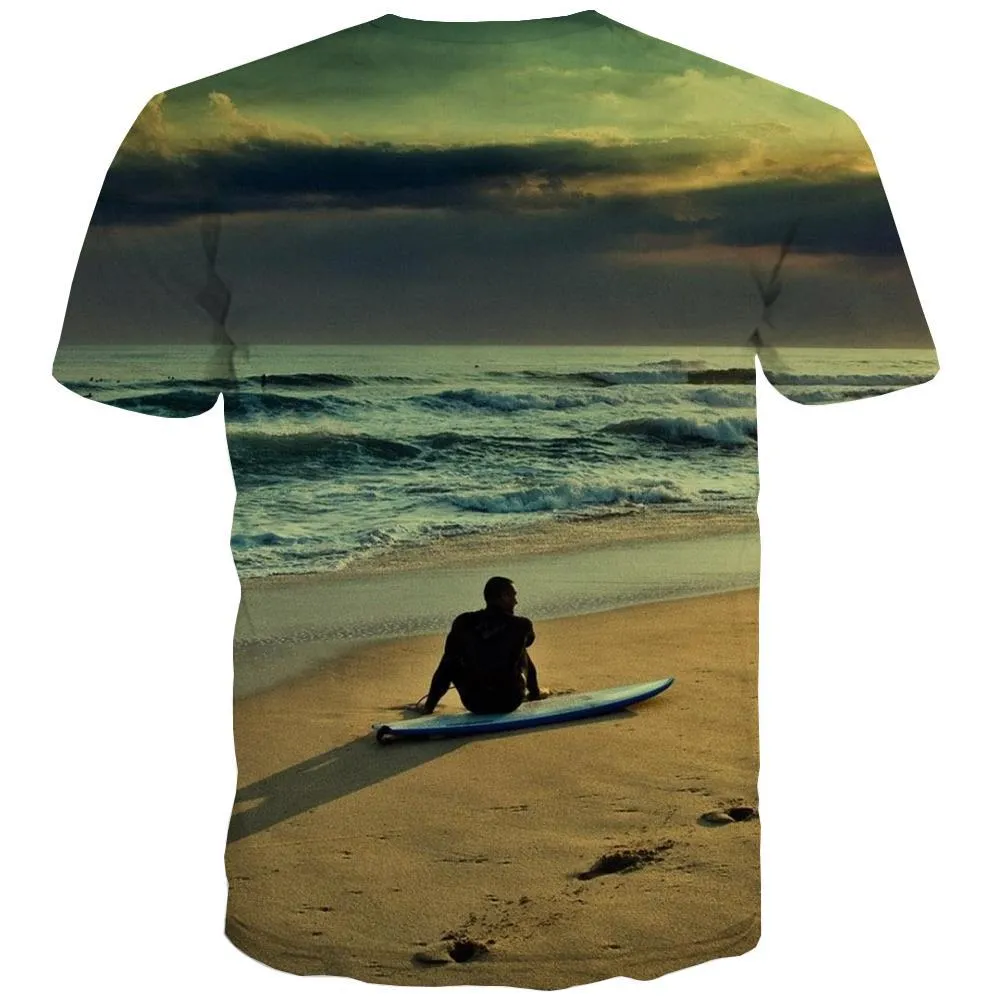 surf T shirts Men The sea T-shirts 3d sport Tshirt Anime Cool Shirt Print