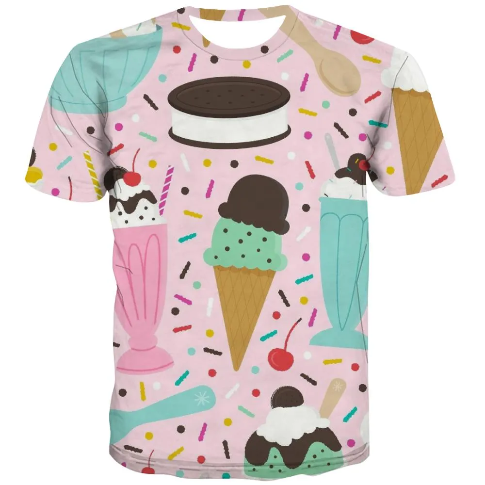 Sweet T shirts Men Gourmet Tshirts Novelty Icecream Tshirts Casual Colourful Tshirt Printed