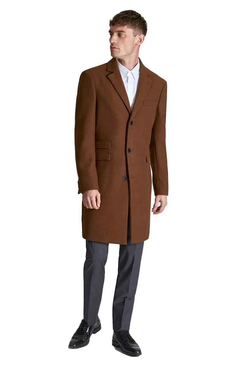 Ted Baker Tan Slim Fit Overcoat