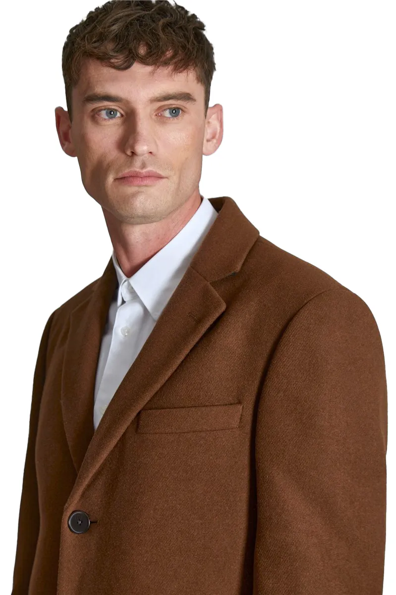 Ted Baker Tan Slim Fit Overcoat