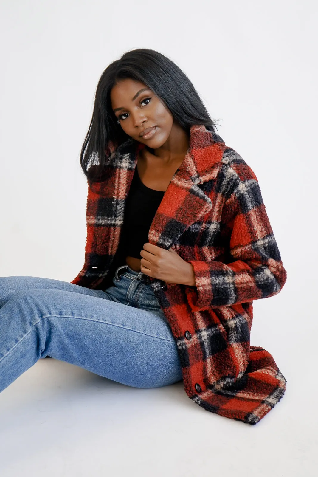 Teddy Plaid Coat