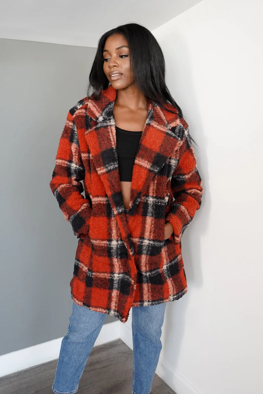 Teddy Plaid Coat