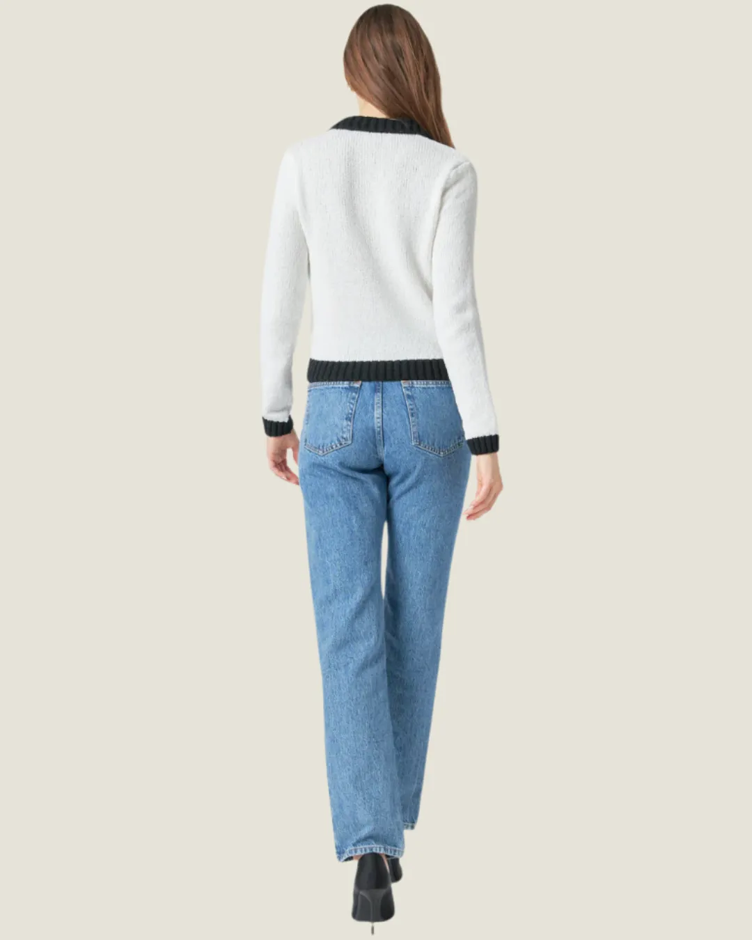 The Paige: Knit Collared Contrast Sweater