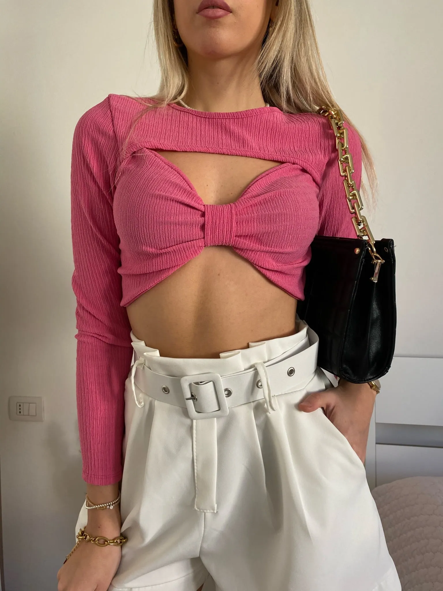 Top Fuxia con maxi fiocco