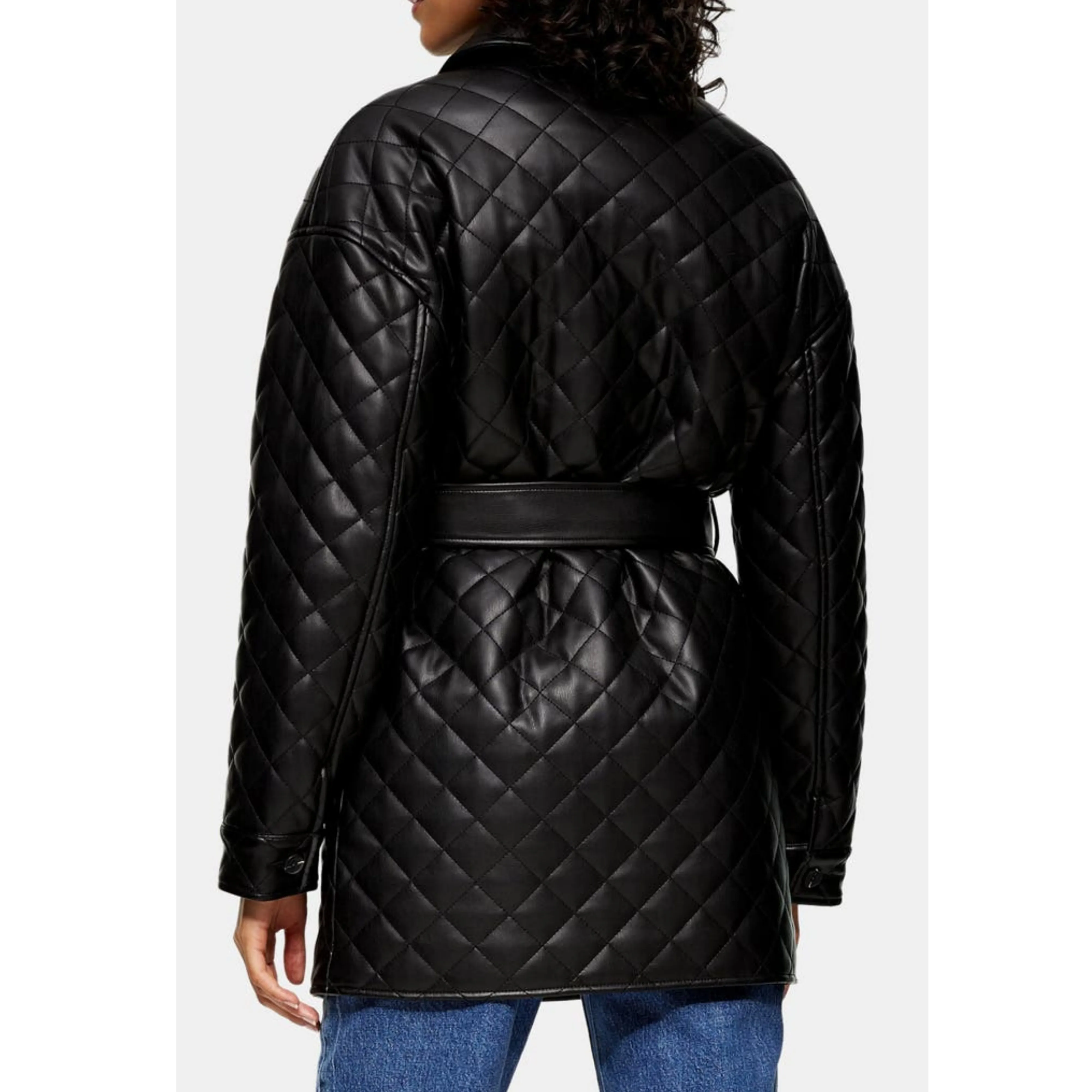 TOPSHOP Quilted Vegan Leather Jacket