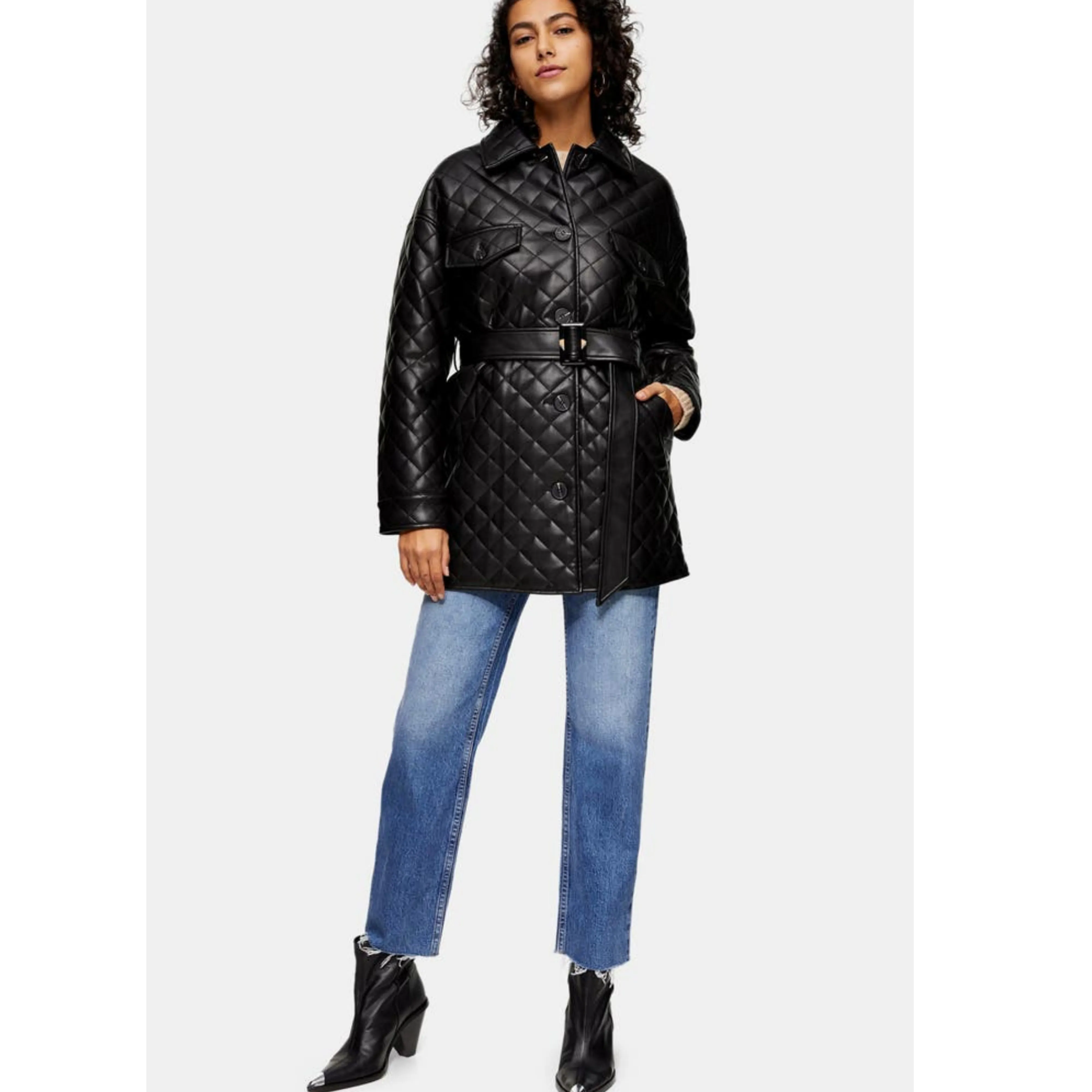 TOPSHOP Quilted Vegan Leather Jacket