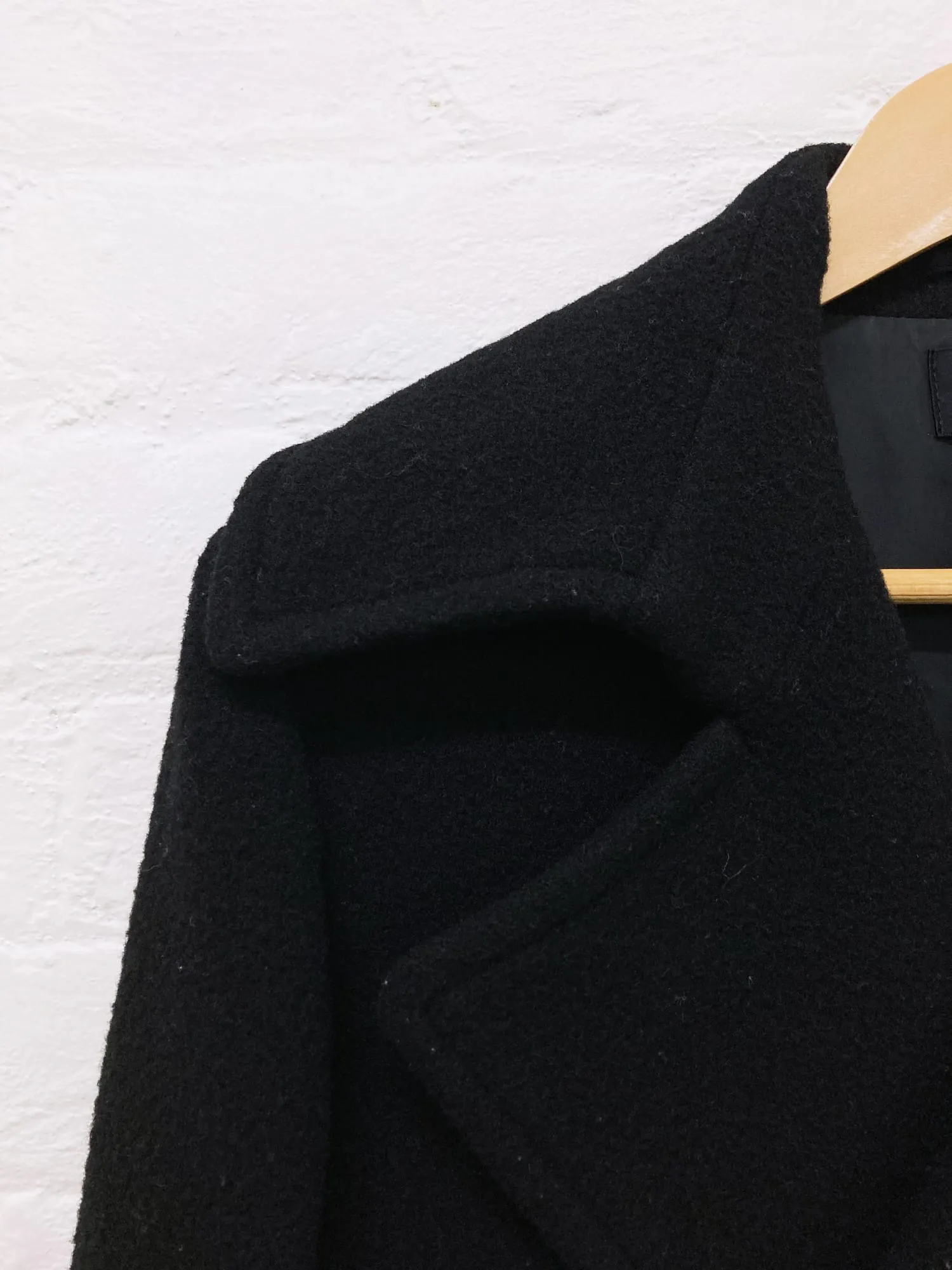 Tricot Comme des Garcons winter 1996 black wool melton big lapel peacoat