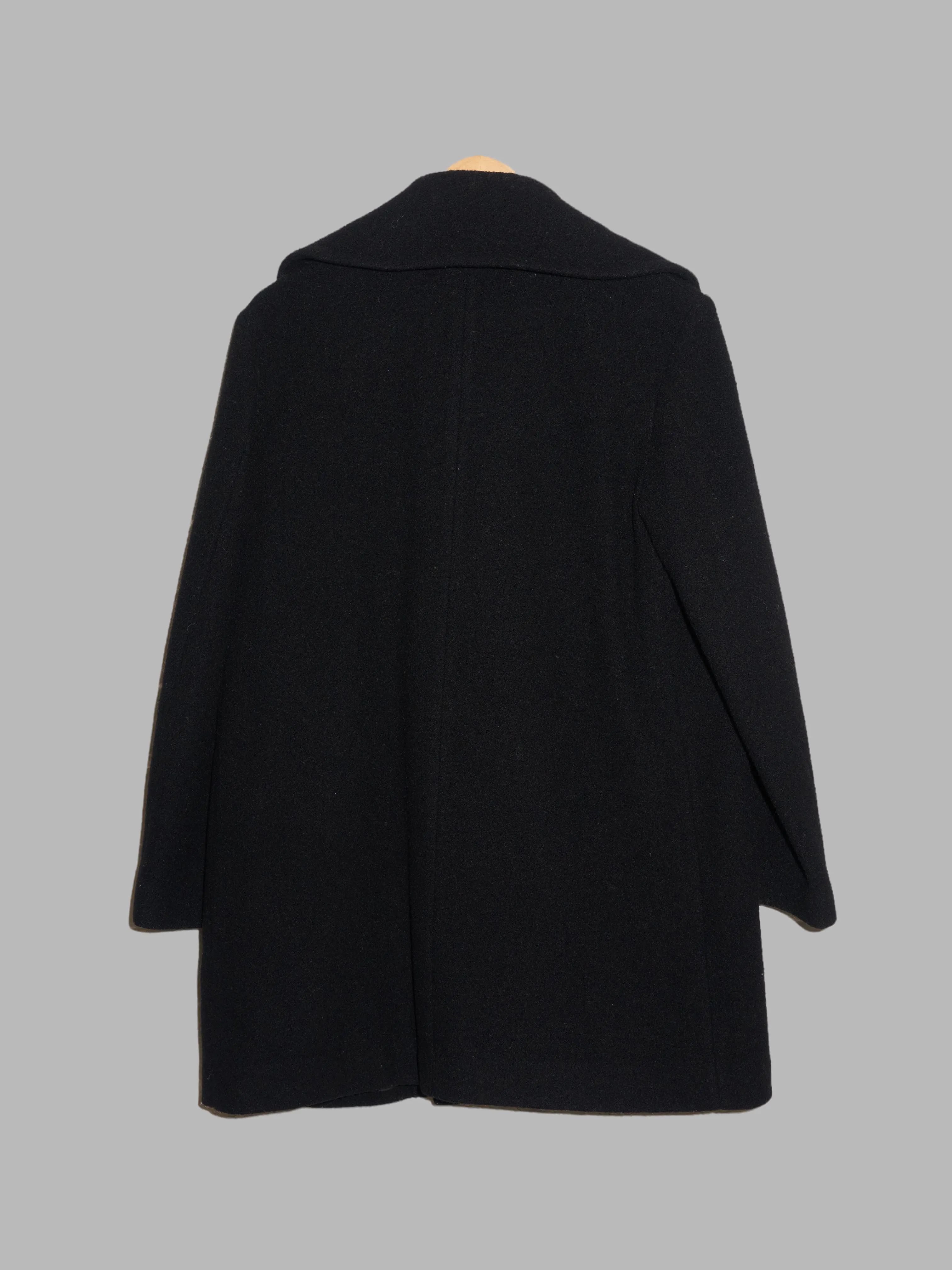 Tricot Comme des Garcons winter 1996 black wool melton big lapel peacoat