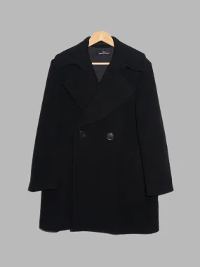 Tricot Comme des Garcons winter 1996 black wool melton big lapel peacoat