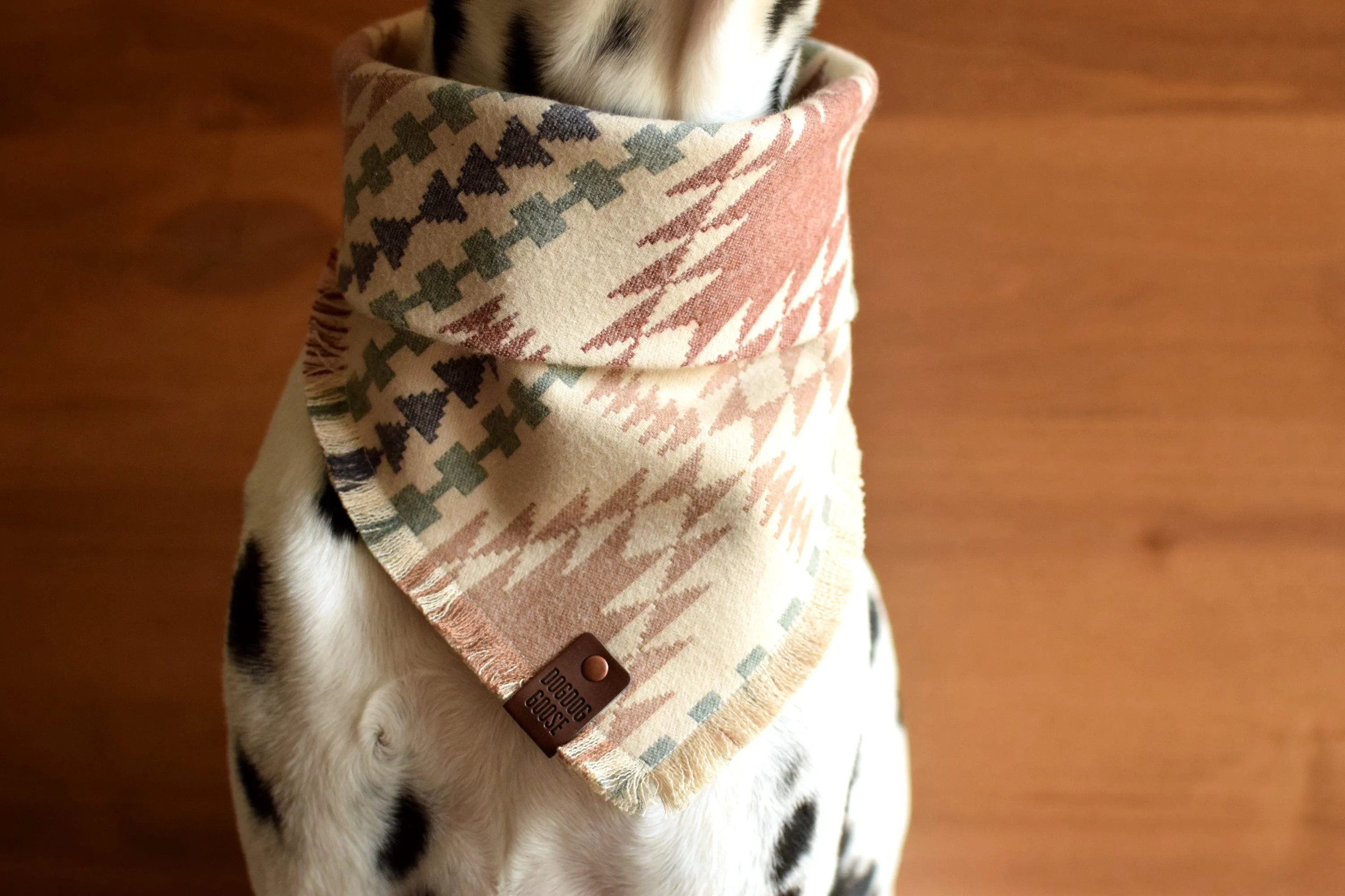 TUCSON Luxe Fringed Flannel Dog Bandana - Snap/Tie On Cotton Scarf