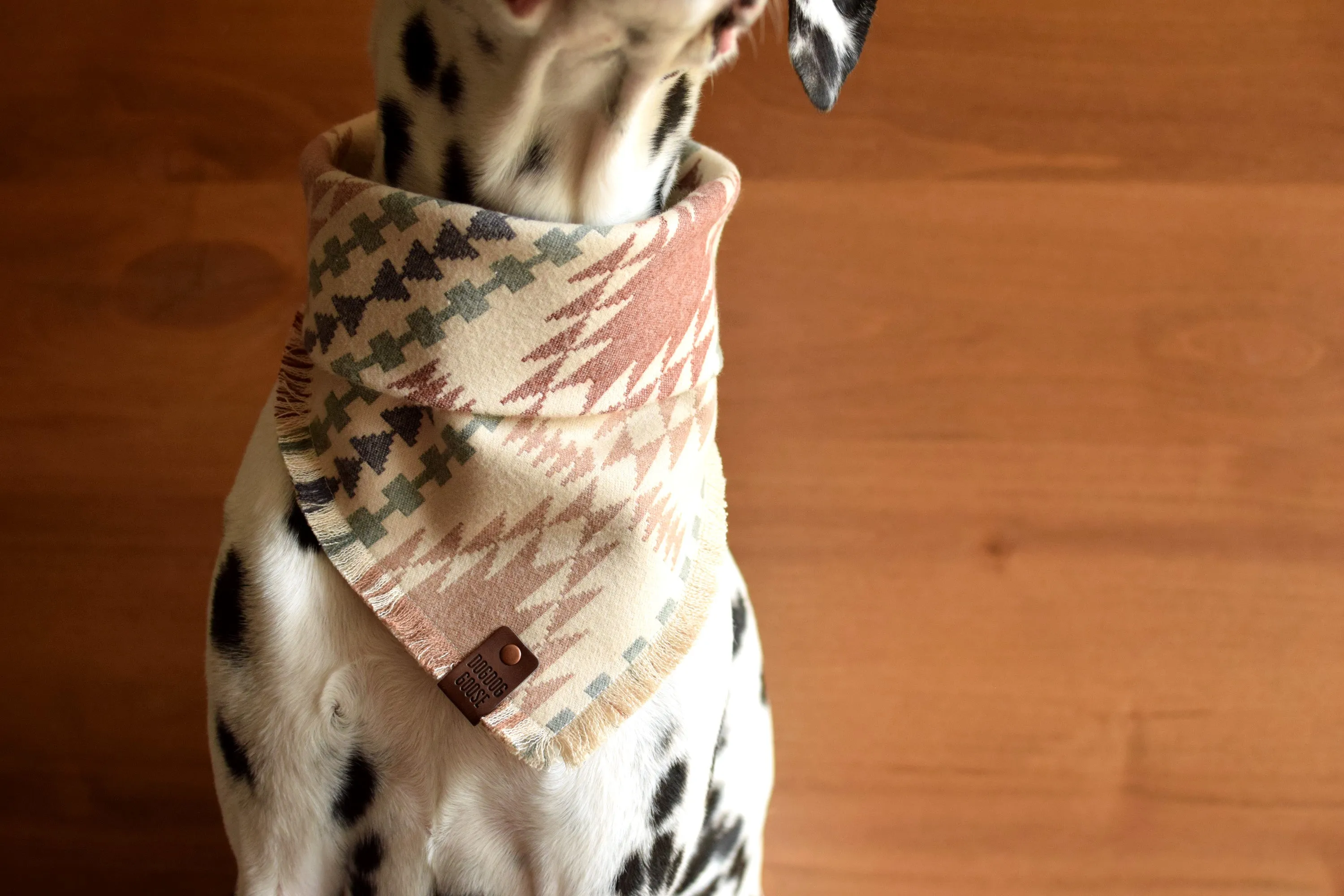 TUCSON Luxe Fringed Flannel Dog Bandana - Snap/Tie On Cotton Scarf