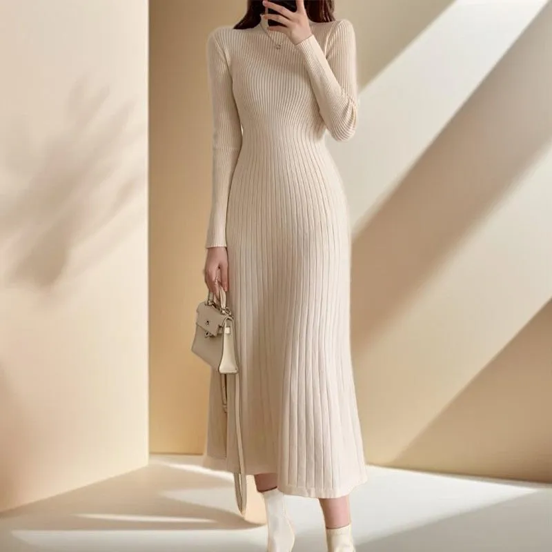 Turtleneck Mid-length Jumper Dress