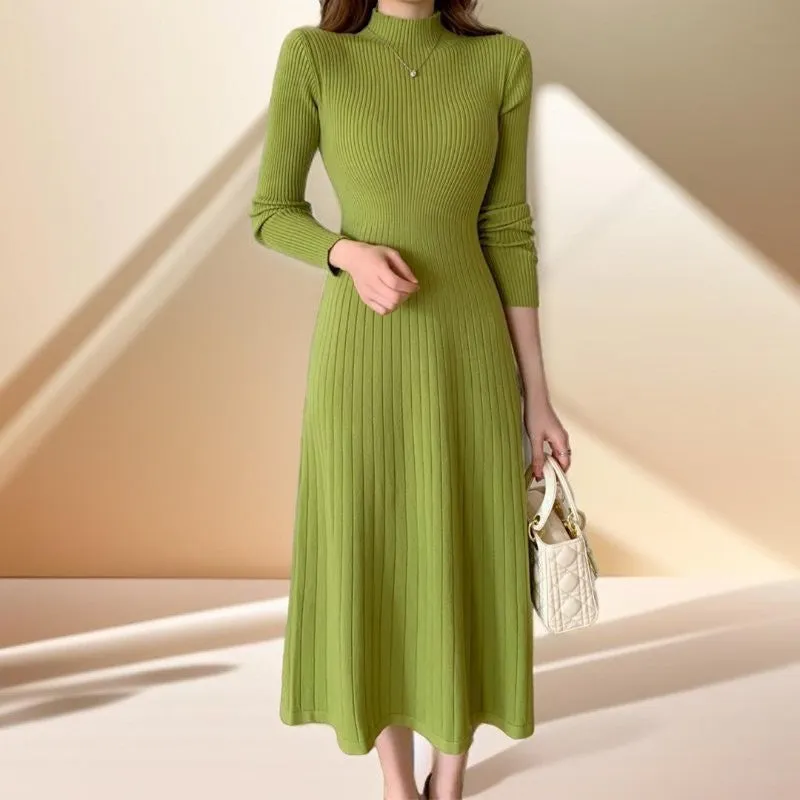 Turtleneck Mid-length Jumper Dress