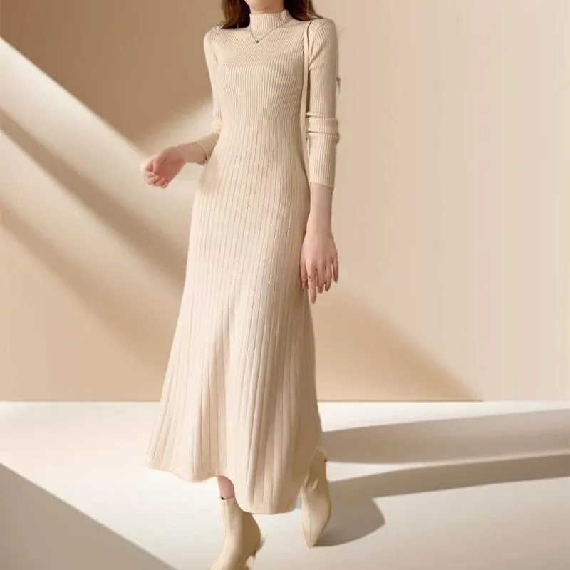 Turtleneck Mid-length Jumper Dress