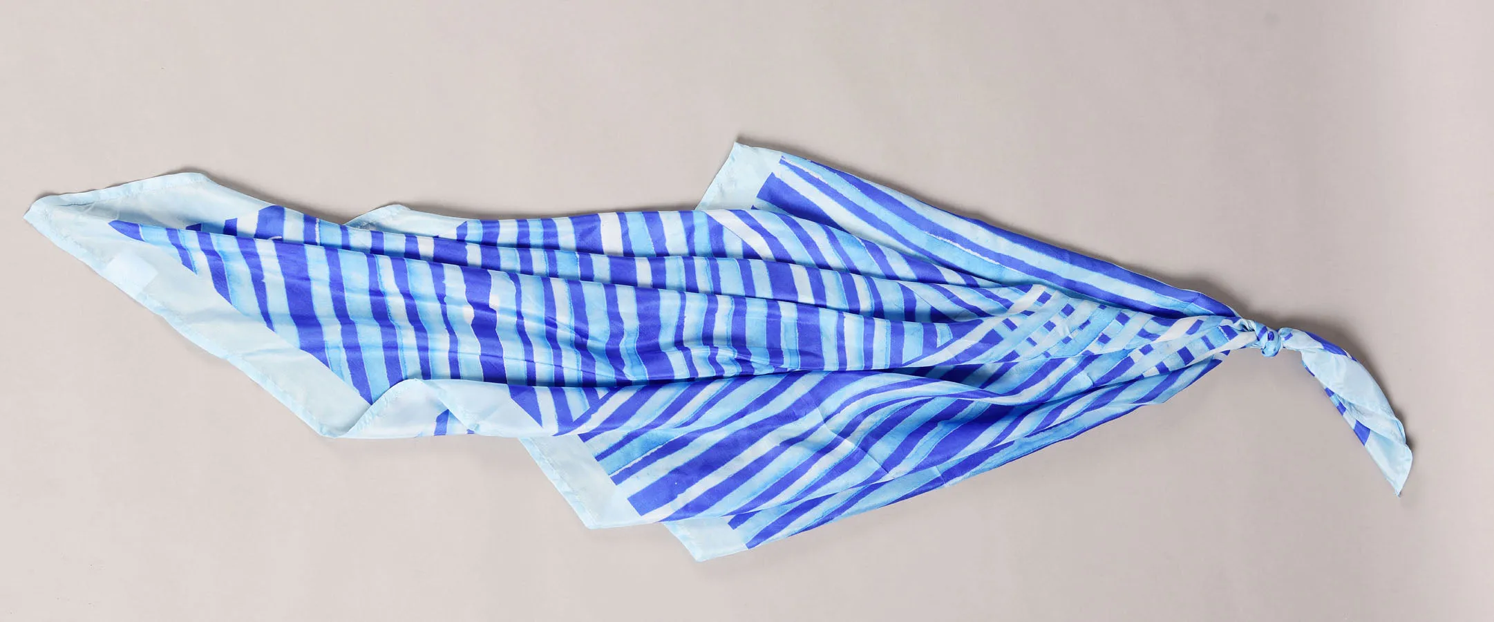 Ultra Marine Blue Colour Story Geometric Printed Pure Silk Scarf