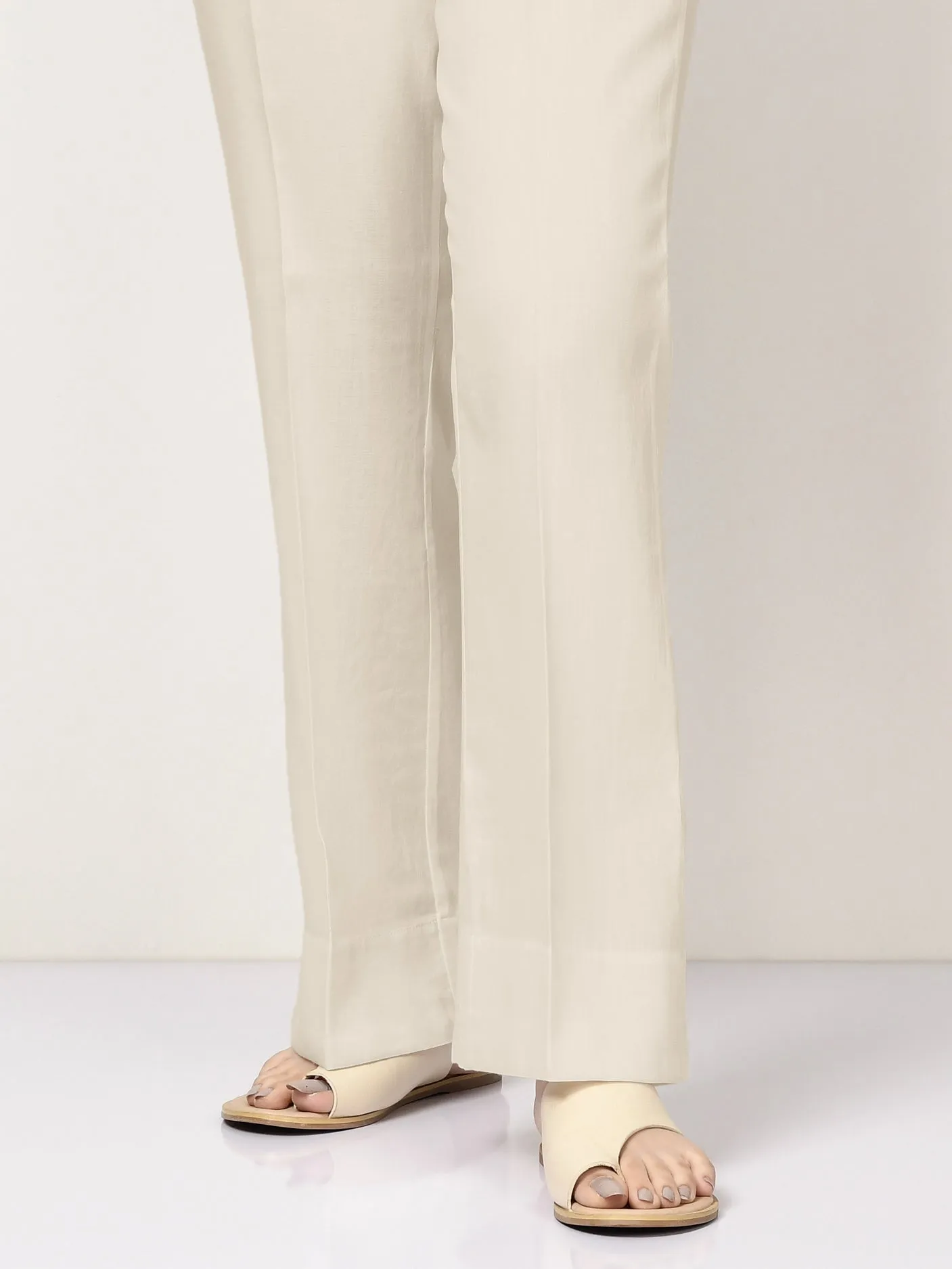 Unstitched Cambric Trouser - Light Beige