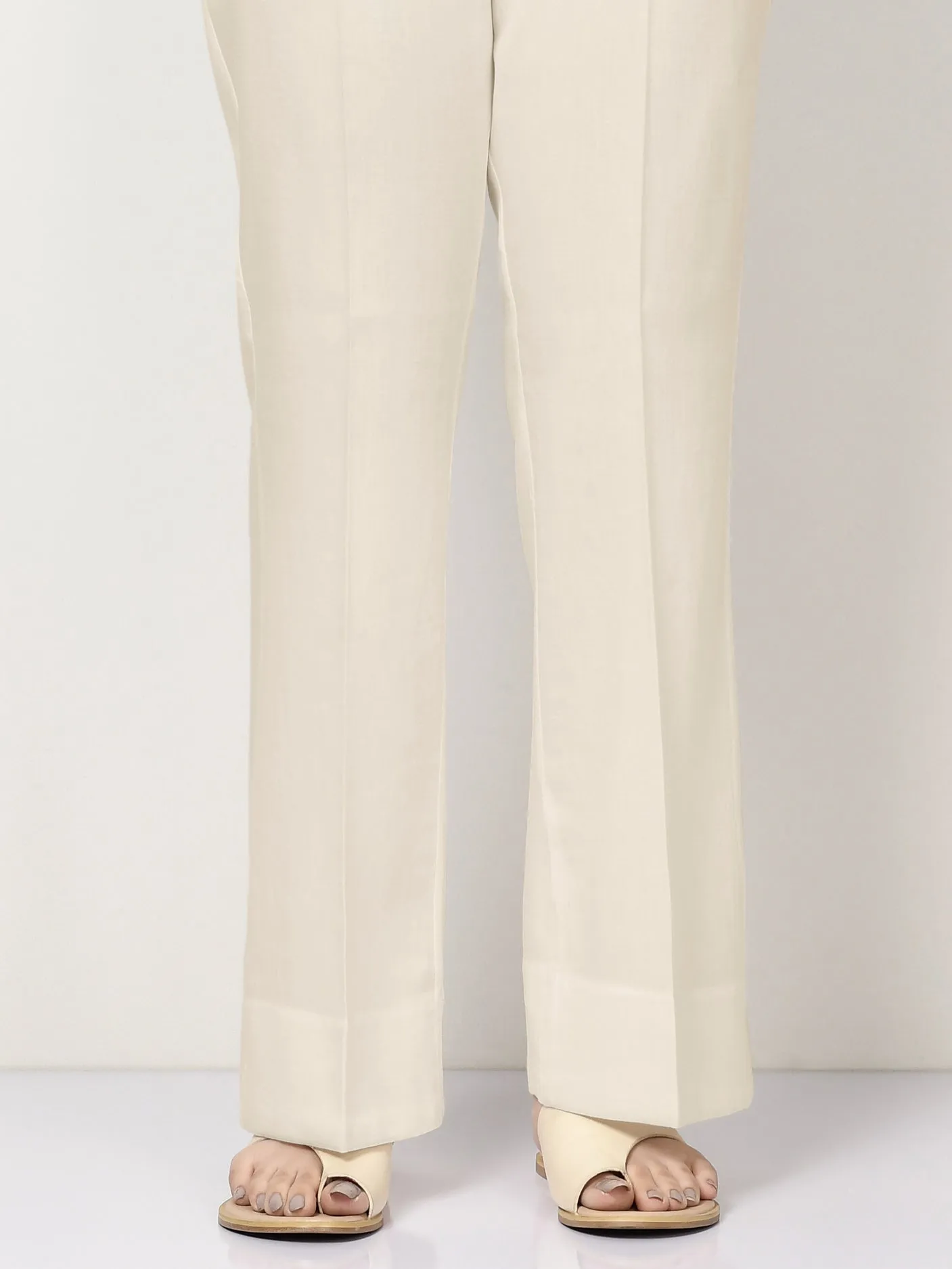 Unstitched Cambric Trouser - Light Beige