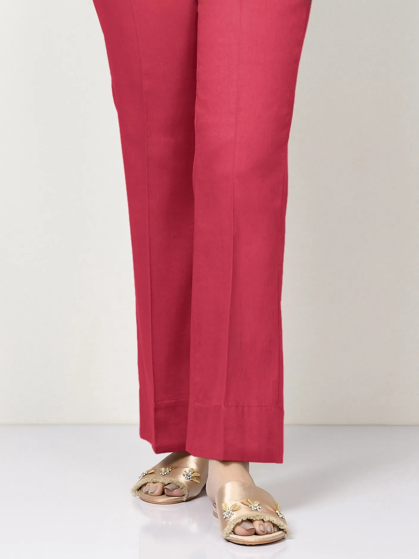 Unstitched Cambric Trouser - Pinkish Red