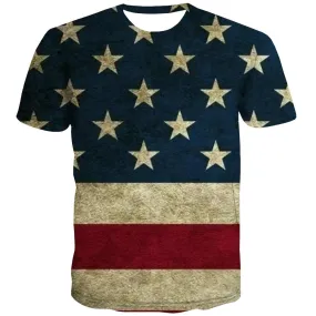 USA T shirts Men Flag Tshirts Cool Statue T-shirts Graphic Country Shirt Print