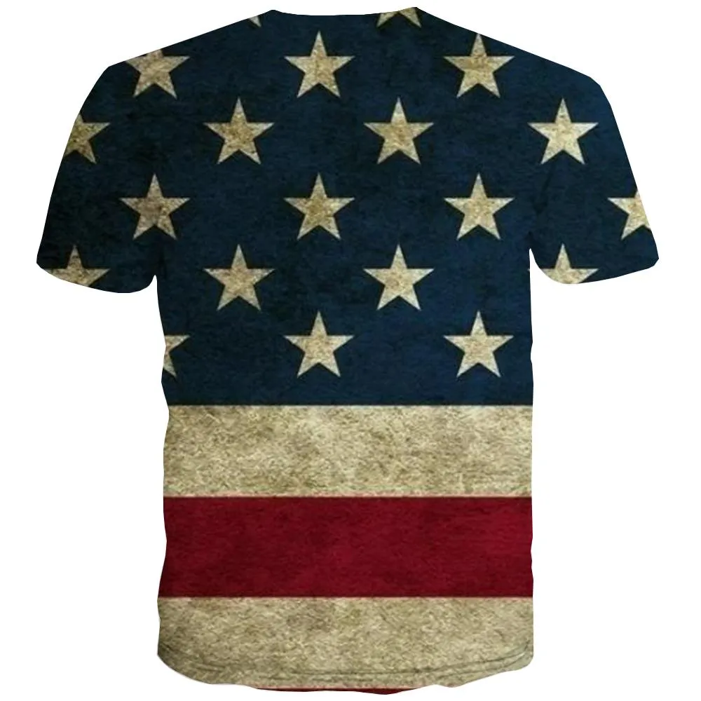 USA T shirts Men Flag Tshirts Cool Statue T-shirts Graphic Country Shirt Print