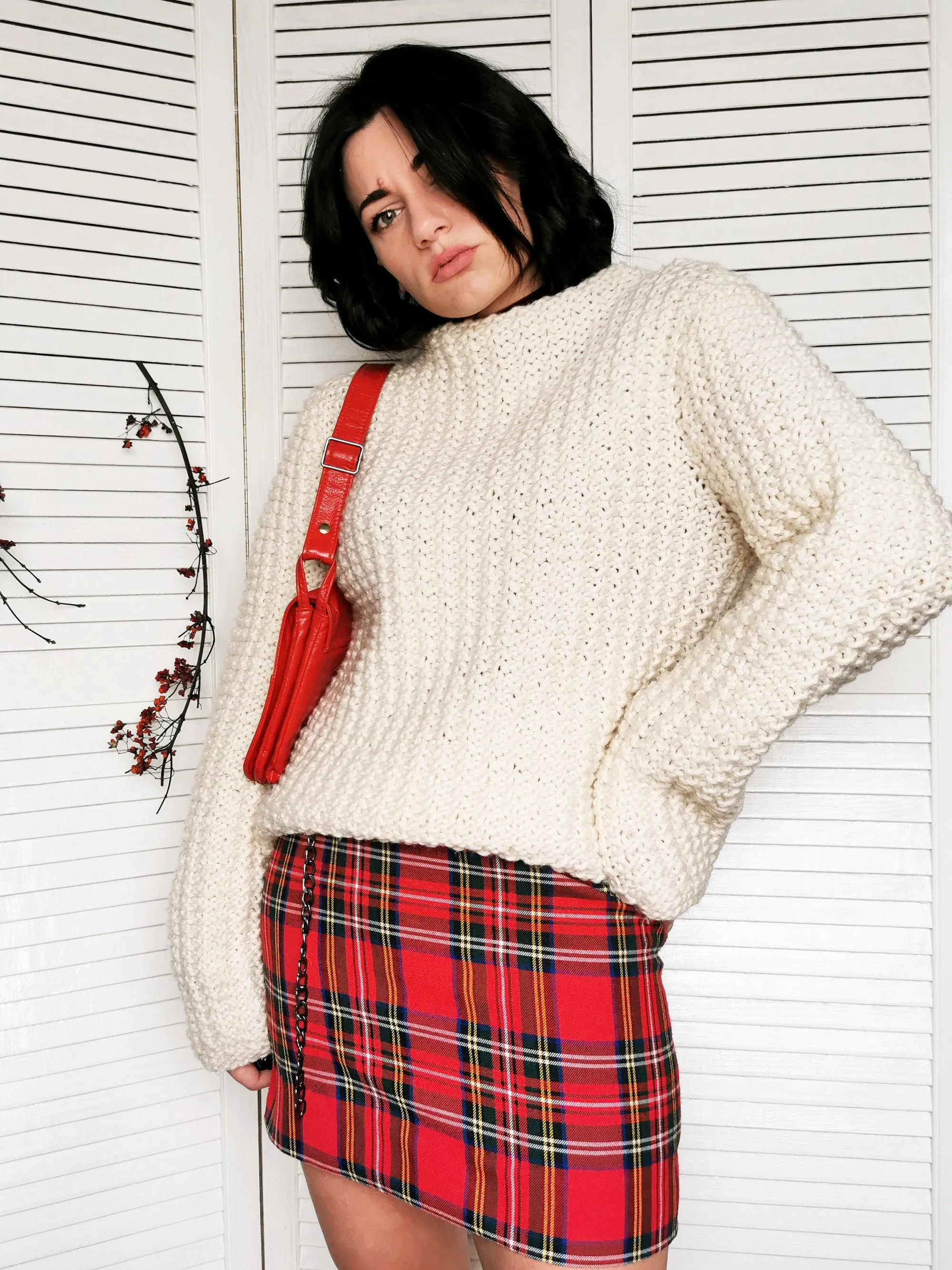 Vintage 90s white handmade chunky knit oversize jumper