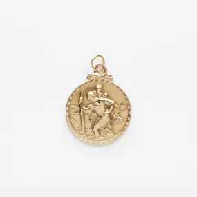 Vintage 9k Solid Yellow Gold St. Christopher Pendant