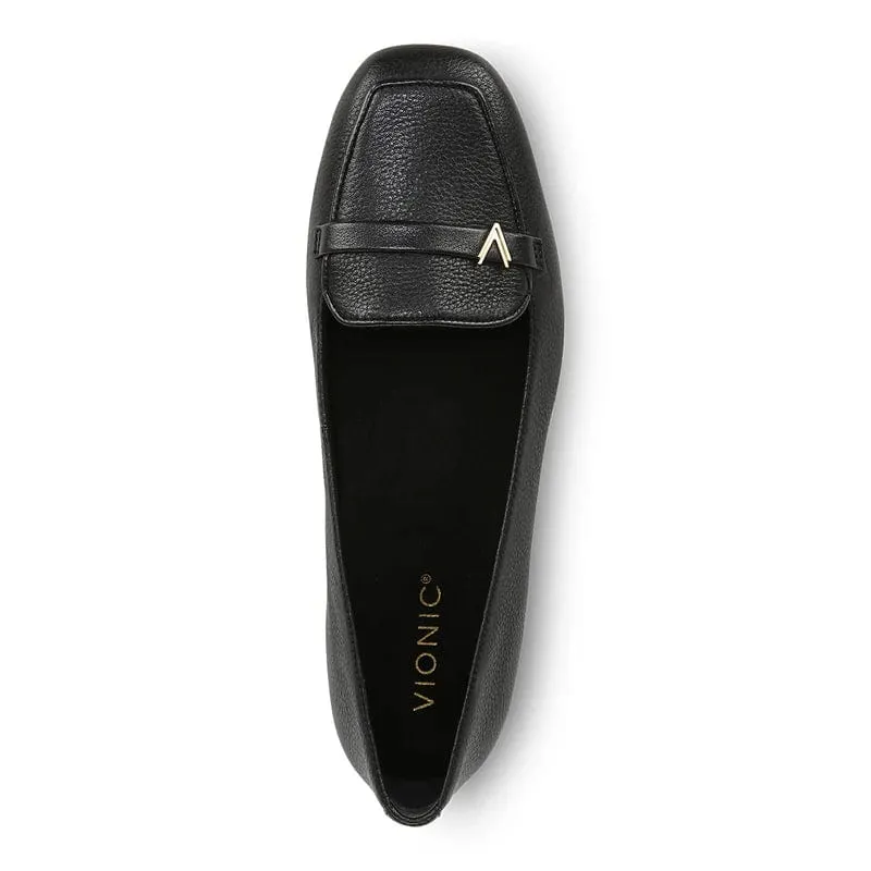 Vionic Women's Hayes Loafer Flats- Black Leather