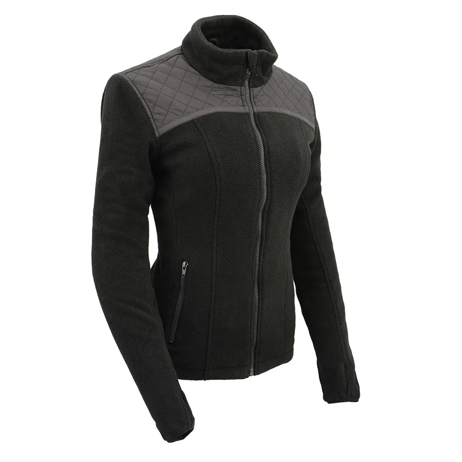 Women Micro Fleece Zipper Front Jacket w/ Reflective Stripes