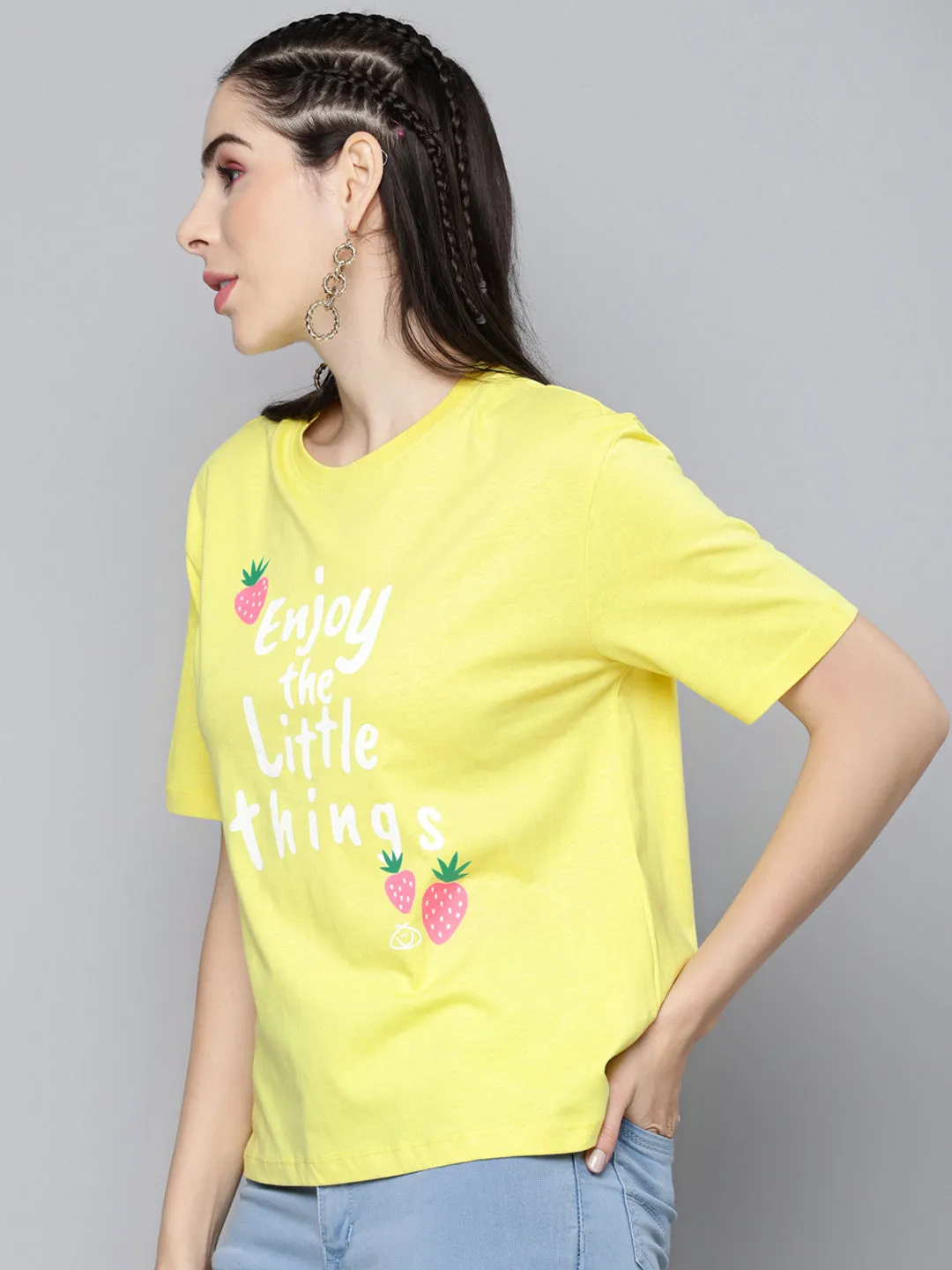 Women Yellow Enjoy-The-Little-Things T-Shirt