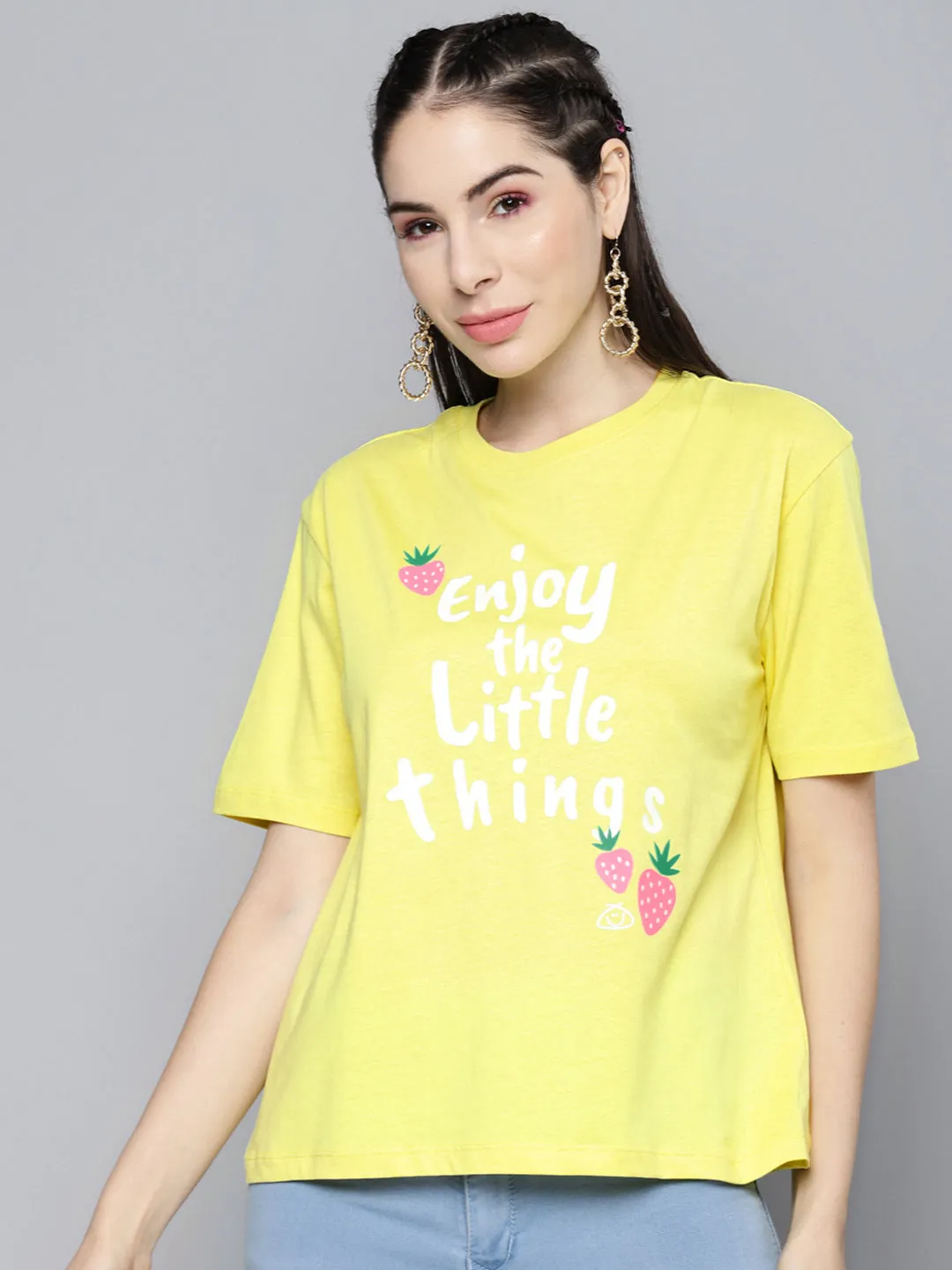 Women Yellow Enjoy-The-Little-Things T-Shirt