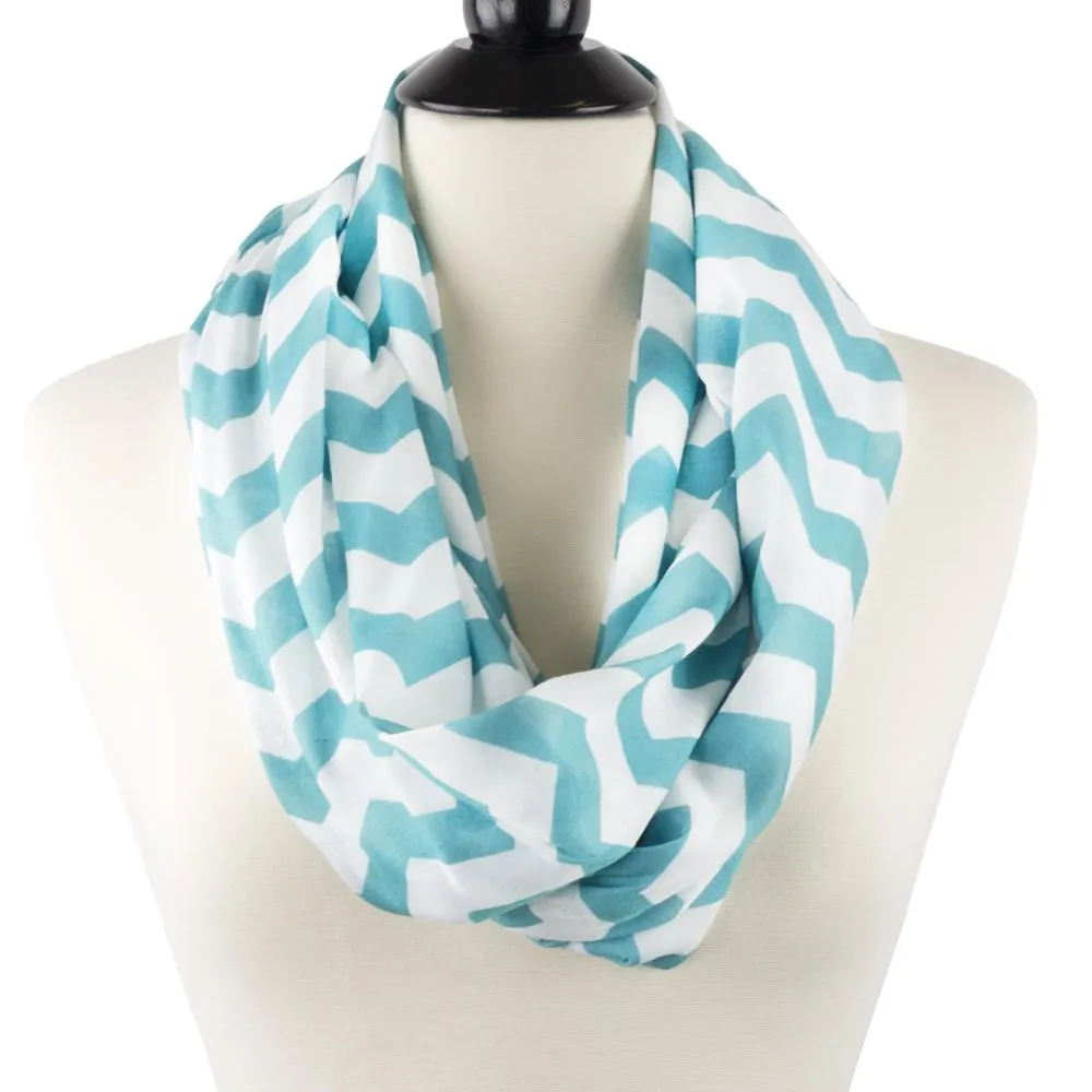 Women's Chevron Print Infinity Scarf with Zipper Pocket, Chevron Scarf Design, Infinity Scarves