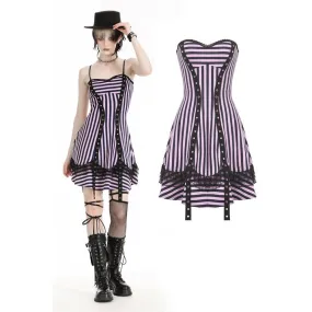 Women's Punk Contrast Color Striped Music Festival Slip Dress