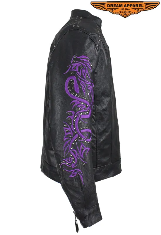 Women's Studded Racing Jacket with Purple Highlights