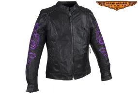 Women's Studded Racing Jacket with Purple Highlights