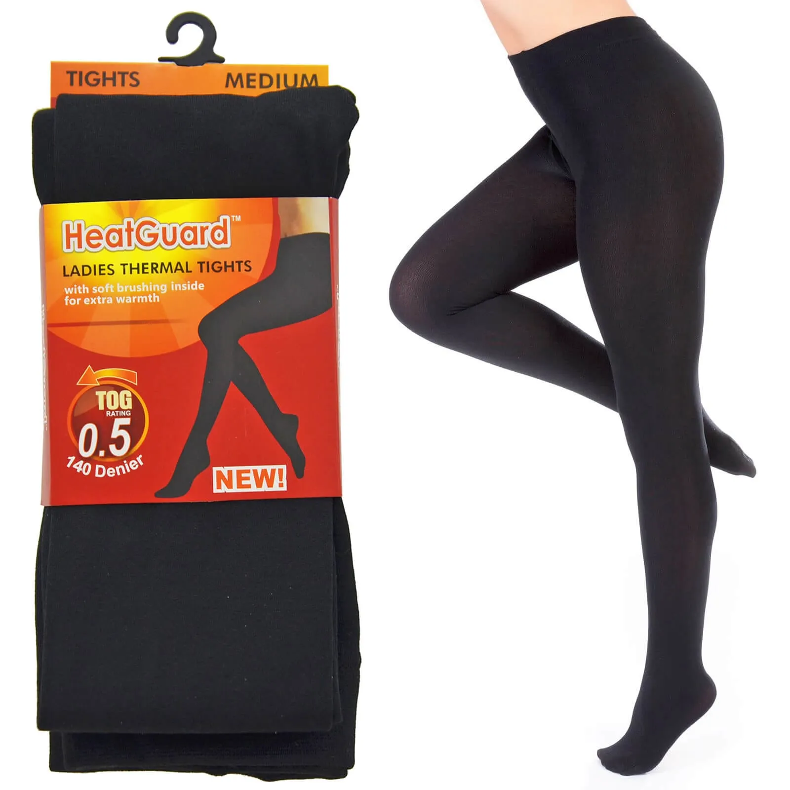 Womens Thermal Tights Black 140 Denier 0.5 TOG HeatGuard