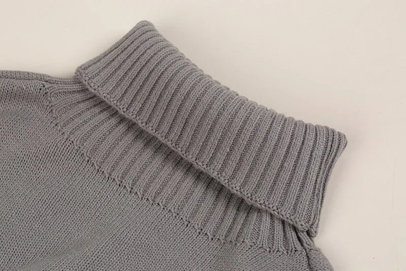 Women's Winter Warm Turtleneck Oversized Knitted Sweater Dress