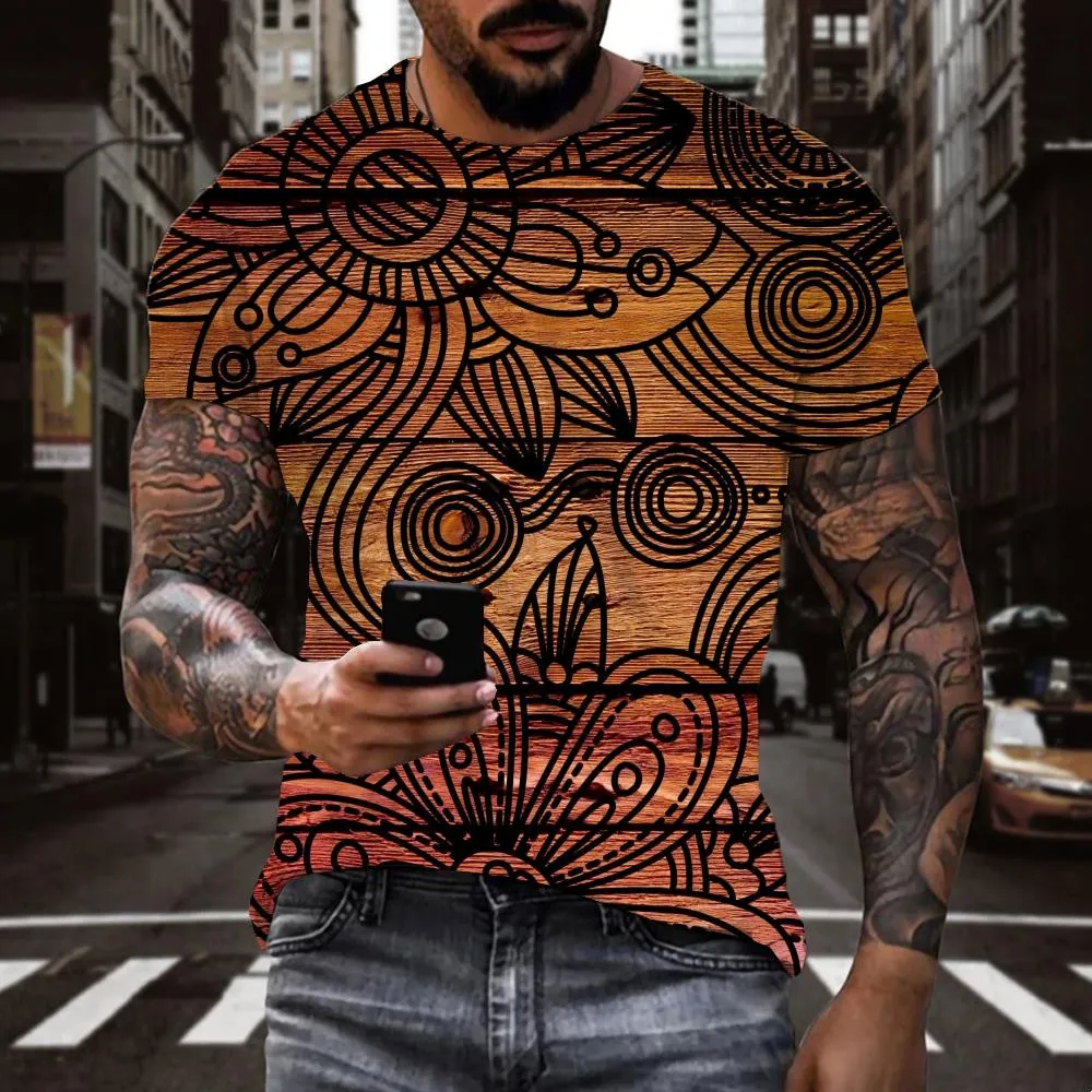 wood grain black pattern road tshirt special texture t shirt 3D different art costume Cool men