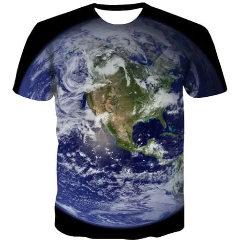 World Map T shirts Men Galaxy Space Tshirts Casual Earth Tshirt Anime Blue Tshirts Cool Gothic T-shirts 3d Short Sleeve