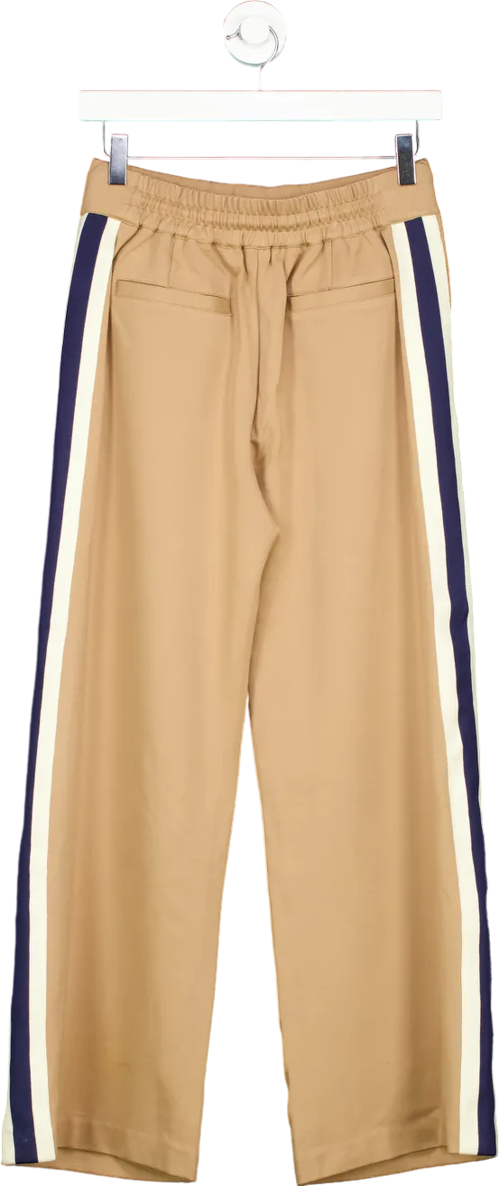 WYSE LONDON Camel Penny ponte Wide Leg Trousers UK 8